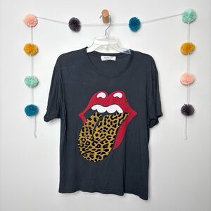 Daydreamer x Free People Rolling Stones Gray and Red Short Sleeve Tee